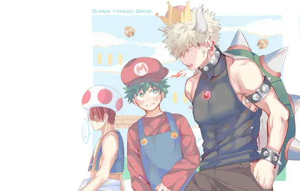 Super Mario, guys, cosplay, My hero Academy, My Hero Academia, Boku No Hero Academy, Midori …