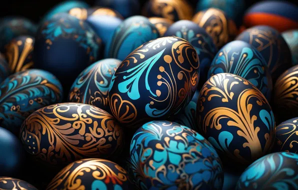 Holiday, pattern, eggs, spring, Easter, painted, eggs, AI art