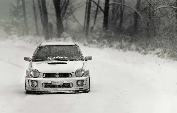 Picture winter, tuning, snowfall, subaru impreza, Subaru