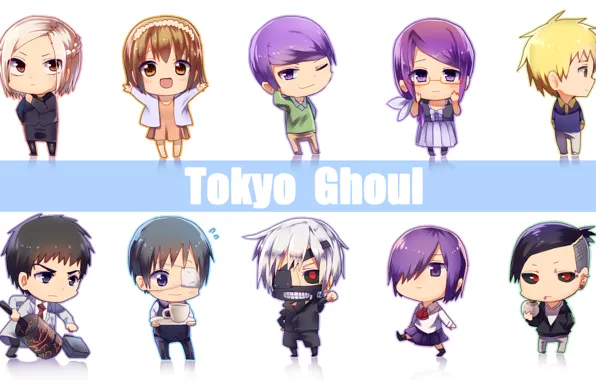Art, Chibi, art, Tokyo Ghoul, Ken Kanek, Tokyo Ghoul, Kirishima Bring, Kamishiro Rize
