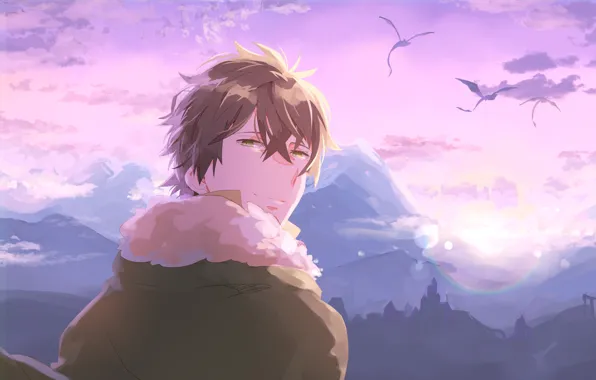 The sky, dragons, guy, The Rise Of Shield Hero, Naofumi Iwatani