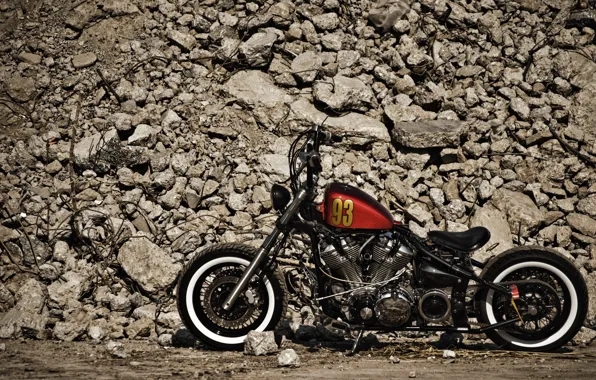Picture design, stones, motorcycle, bike, XV1600, Bobber