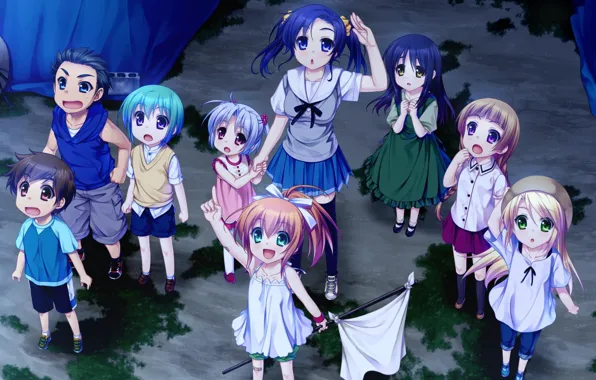 Children, the game, anime, art, walk, Sora no Mukou de Sakimasu You Ni