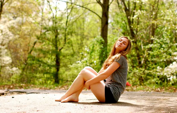 Road, summer, girl