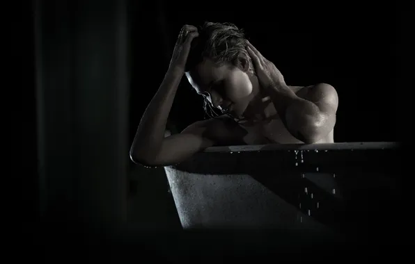 Girl, background, bath