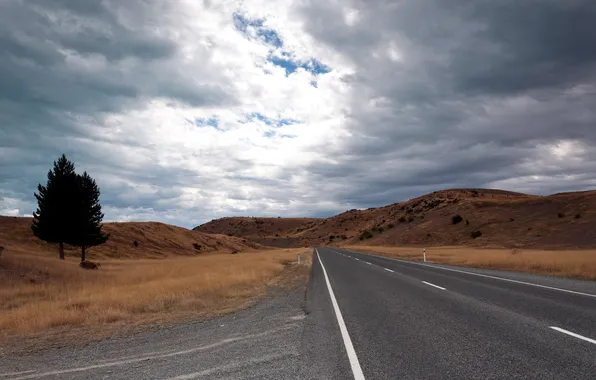 Road, the sky, landscape