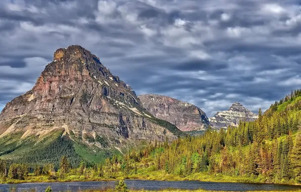 Forest, mountains, river
