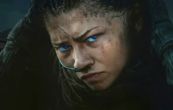 Picture look, girl, blue eyes, scar, Zendaya, Zendaya, Дюна: Часть третья, Dune: Part Three