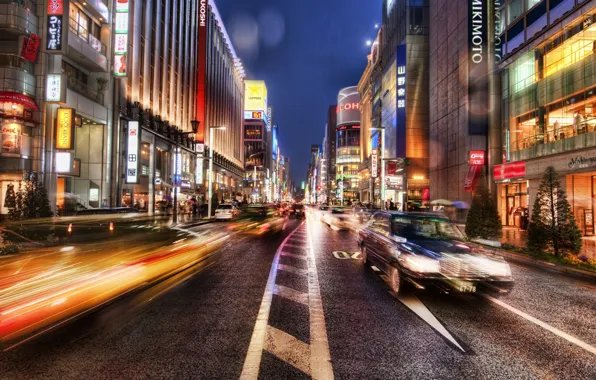 Picture road, machine, building, Tokyo, Ginza