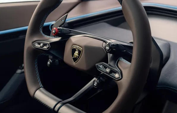 Lamborghini, logo, lambo, steering wheel, Lamborghini Lanzador Concept, Thrower