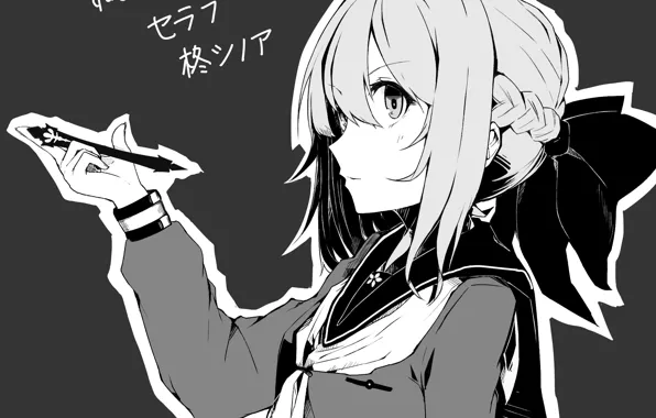 Girl, monochrome, Owari no Seraph, The last Seraphim, Hiiragi, Sinoa, Hiiragi Shinoa