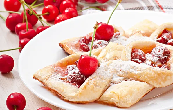 Cherry, cakes, filling, puff