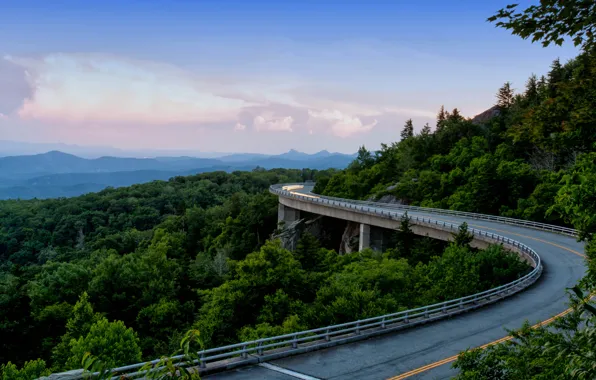 Road, forest, mountains, Appalachian, Appalachian Mountains, Blue Ridge Parkway