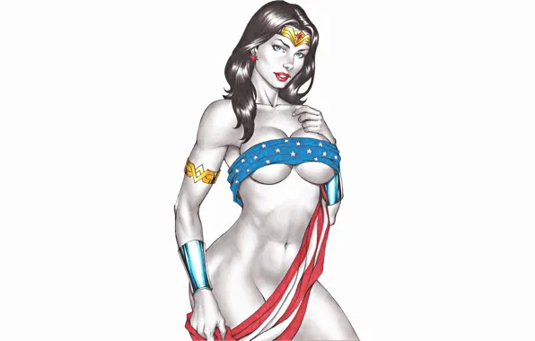 Picture girl, background, flag