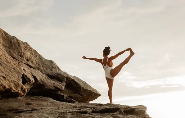 The sky, pose, positive, yoga, light background, gesture, sky, pose