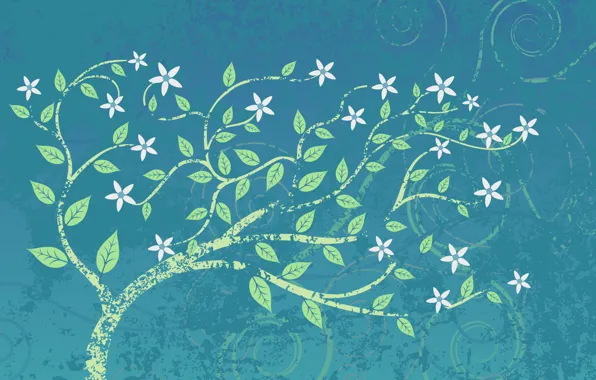 Leaves, flowers, background, flowers