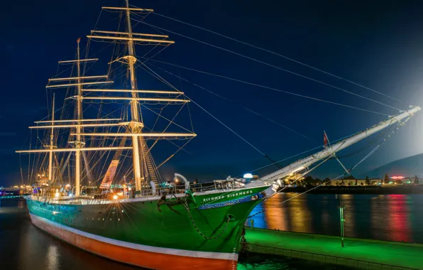 Ship, Museum, Hamburg, bark, Rickmer Rickmers
