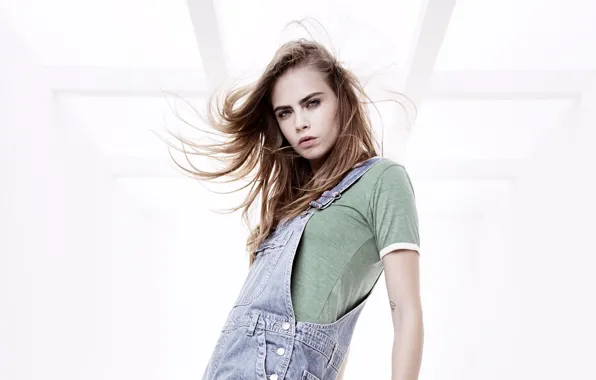 Pose, model, figure, actress, jumpsuit, model, jeans, hair
