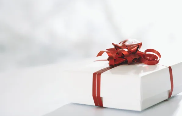 Red, holiday, gift, white, bow, ribbon, box