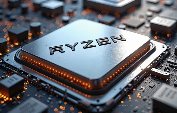Picture hi-tech, processor, chip, Ryzen, Ryzen Logo