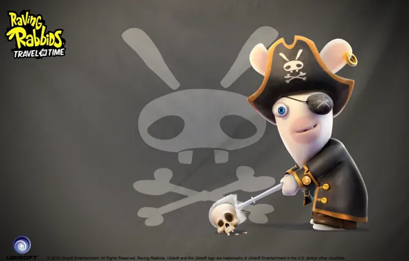 Picture skull, rabbit, pirate, eye patch, Raving Rabbids Travel in Time