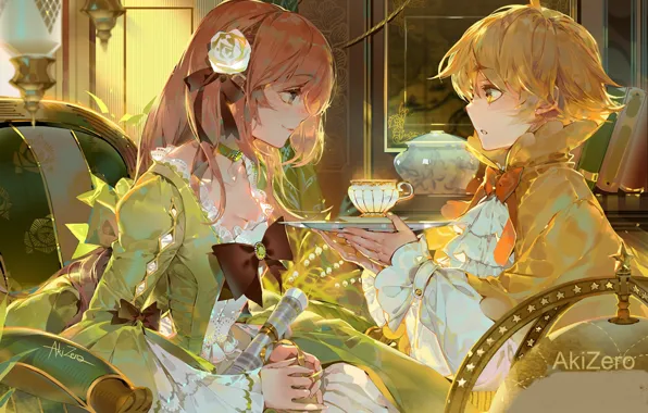 Picture girl, anime, guy, two