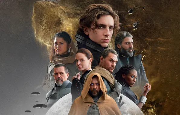Fiction, poster, characters, Javier Bardem, Javier Bardem, Josh Brolin, Josh Brolin, Dune