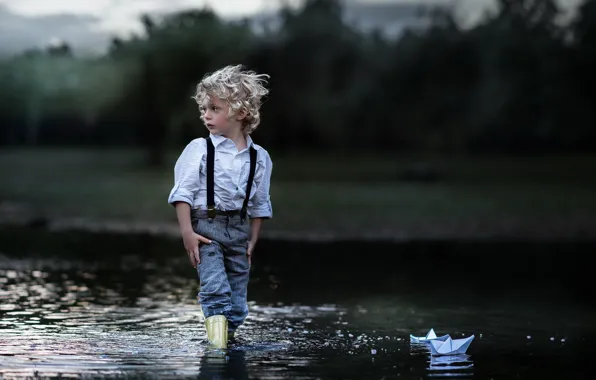 River, boy, boat