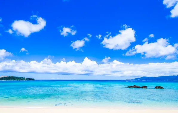 Picture sea, beach, clouds, nature, blue sky