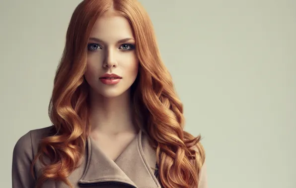 Picture look, background, portrait, makeup, hairstyle, beauty, redhead, curls