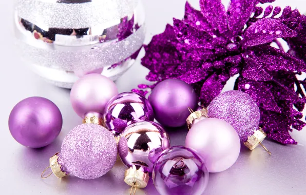 Winter, balls, balls, toys, New Year, Christmas, purple, the scenery