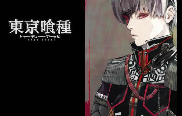 Picture monster, red eyes, military uniform, Tokyo Ghoul, Ken Kanek, by Sui Ishida
