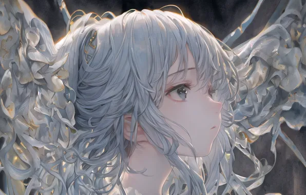 Portrait, anime, white hair, beautiful girl, anime, pretty face, beautiful girl, portrait
