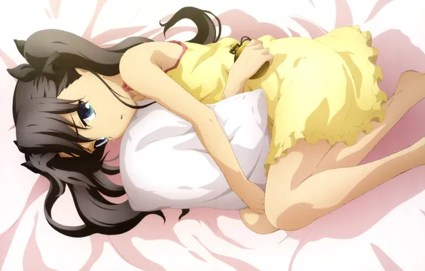 Picture girl, anime, tears, art, lies, pillow, Fate Zero 2