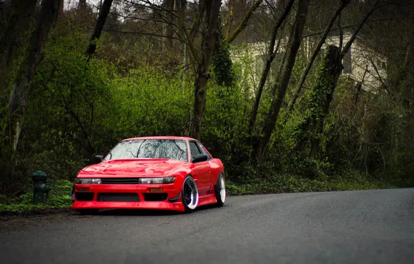 Picture red, Silvia, Nissan, Nissan, front, Sylvia, S13
