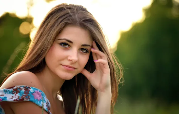 Portrait, bokeh, brown-eyed, Dana