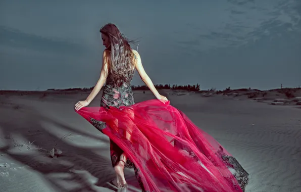 Picture girl, fabric, walk