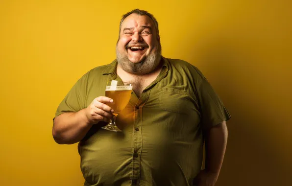 Happy, beer, shirt, fat, laughs