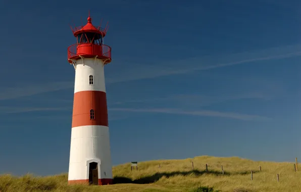 Picture the sky, grass, the sun, lighthouse, Germany, Holstein