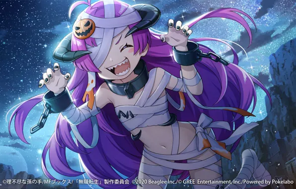 Picture girl, Halloween, horn, bandages, Mushoku Tensei: Isekai Ittara Honki Dasu, Kishirika Kishirisu