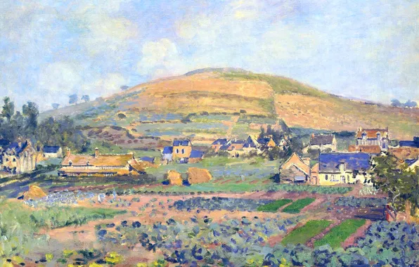 Landscape, picture, Claude Monet, The mount Riboudet in Rouen. Spring