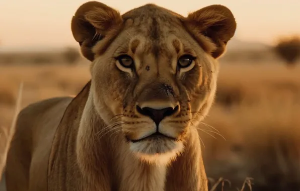 Look, Lioness, Eyes, Face, Digital art, Big cat, Ears, Closeup