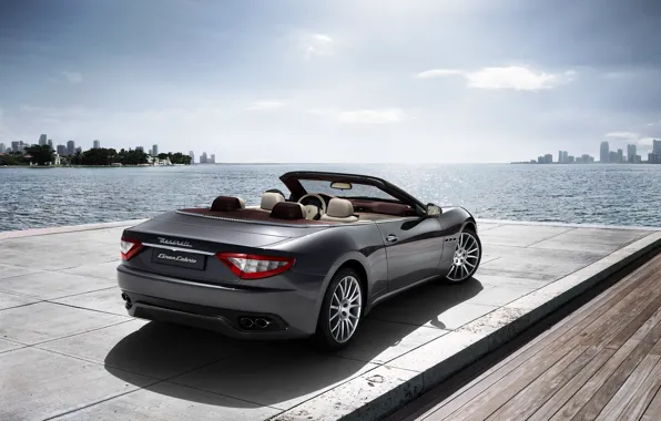 Picture sea, Maserati, Italy, convertible, top, back, main, Maserati