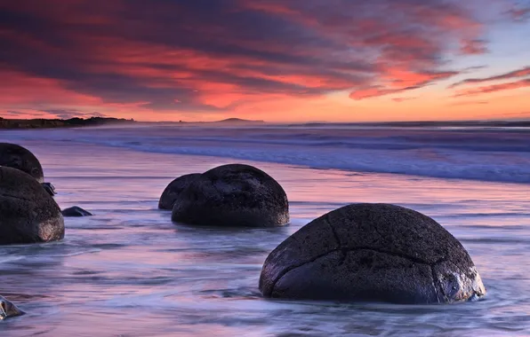 Picture sea, wave, beach, the sky, water, clouds, sunset, nature