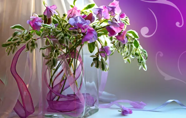 Bouquet, petals, vase, still life