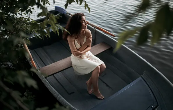 Picture summer, look, water, girl, nature, pose, river, photo