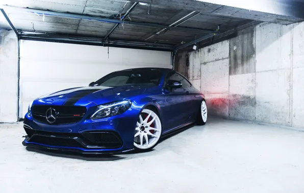 Download wallpaper Mercedes-Benz, Light, Mercedes, Blue, C63 AMG, JR ...