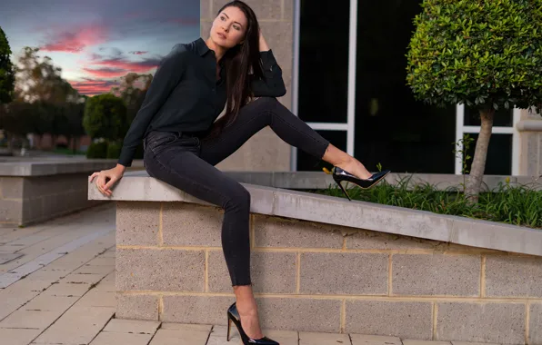 Picture Legs, Model, Jeans, Pose, Sitting, Natalia Larioshina