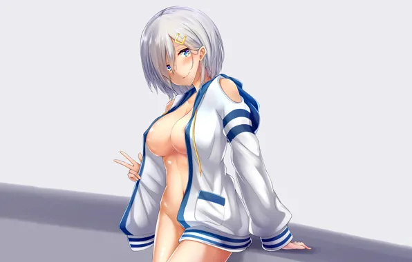 Girl, sexy, boobs, anime, blue eyes, beautiful, short hair, pretty
