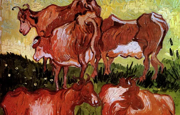 Picture cows, Vincent van Gogh, Auvers-sur-Oise, Cows after Jordaens